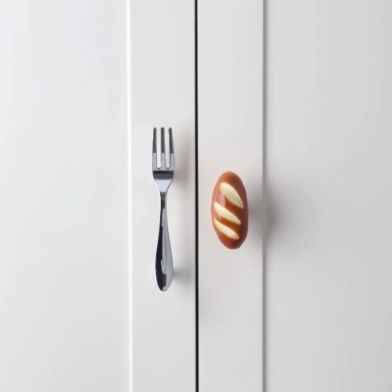 Creative Bread and Tableware Cabinet Door Handle Modern Simple Children's Room Wardrobe Handle Cabinet Bright Silver