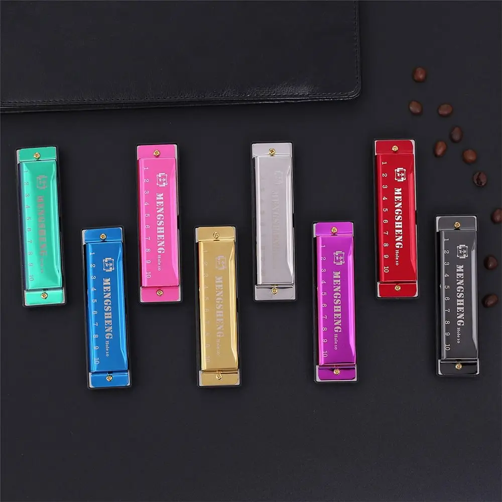 Portable Key of C 10 Hole Harmonica Metal with Box Mouth Organ Rectangle Beginner Teaching Beginners Gifts Students