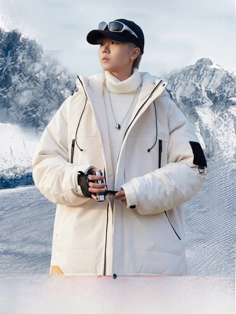 

Snow Fly 2023 Winter Youth Faion Urban Sle Hooded down Jaet ort Length Couples Outdoor Workwear Windproof Women's Model