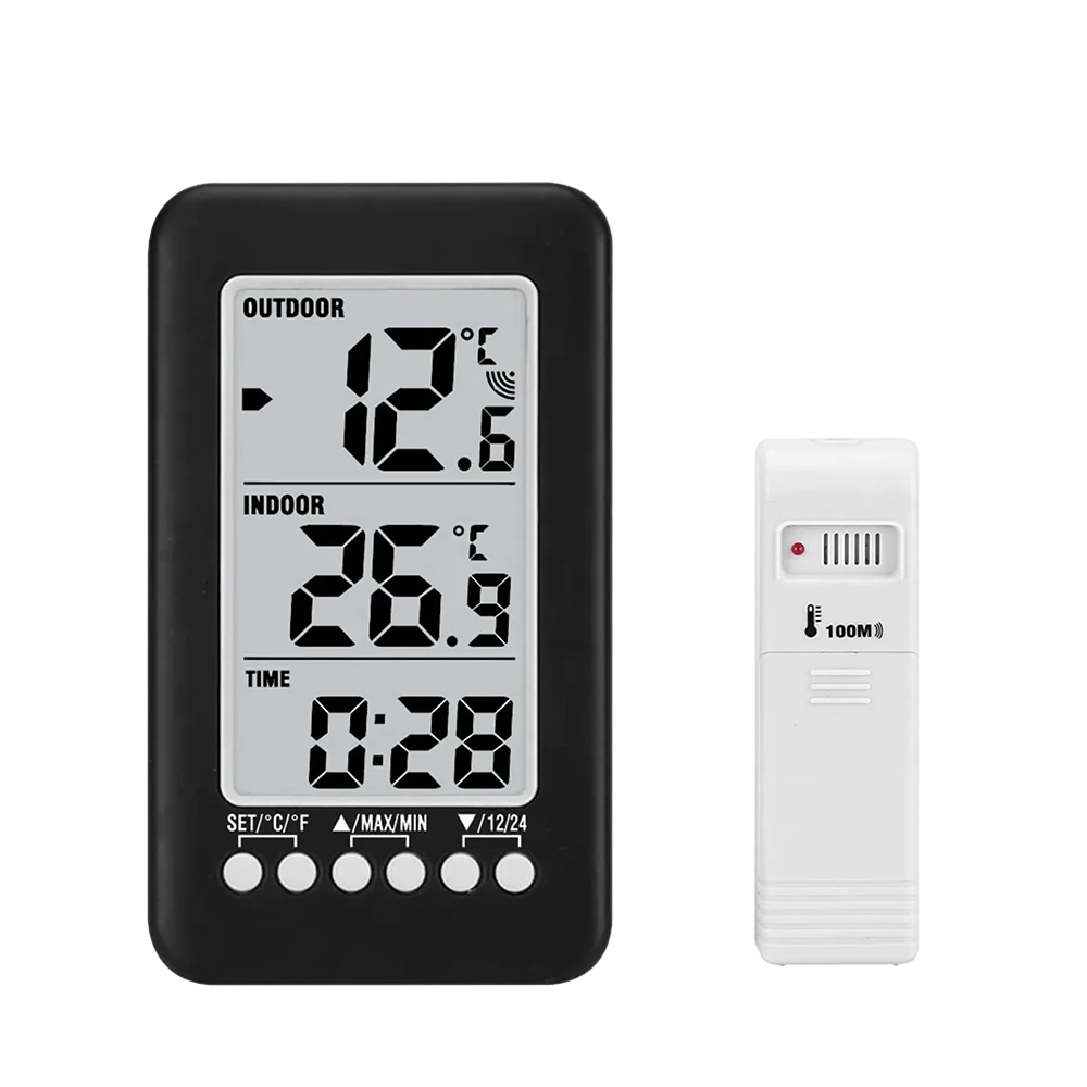 

Indoor Outdoor Wireless Thermometer LCD Digital Display Temperature Meter Battery Powered Thermometer with Transmitter