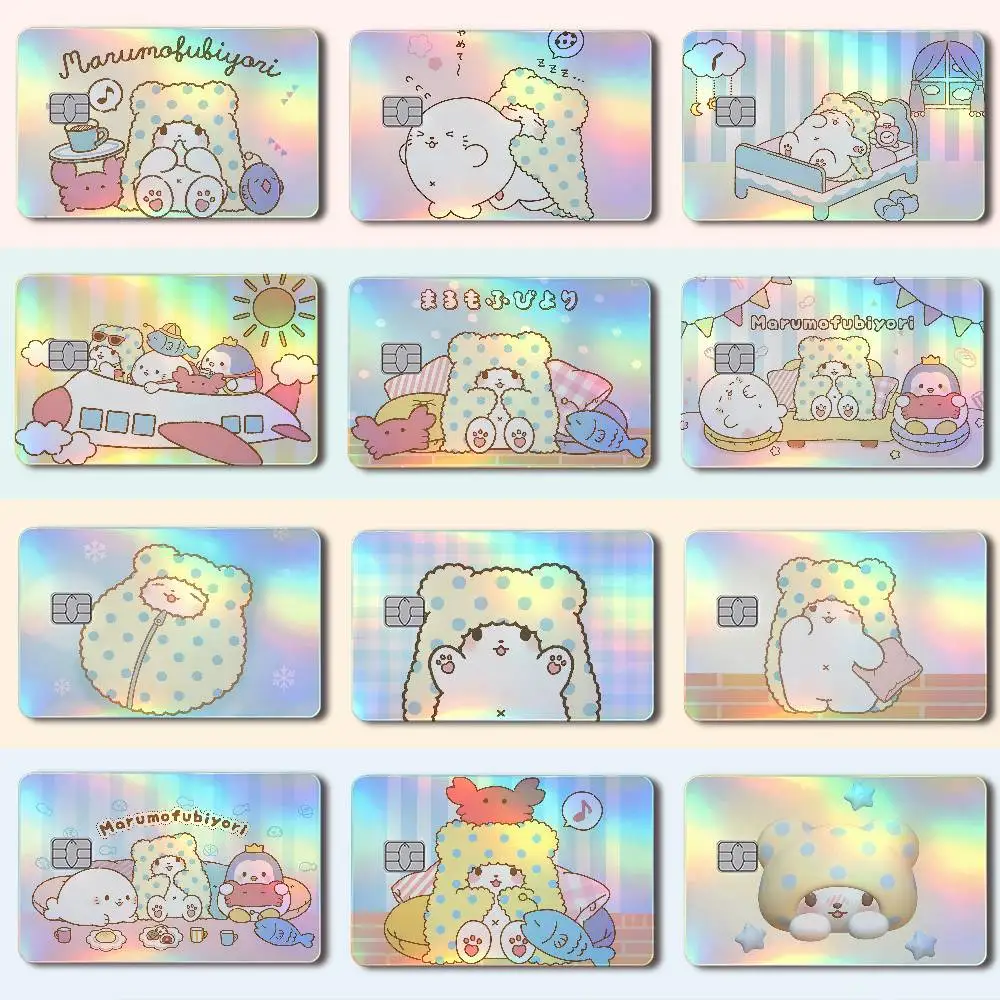 M-Marumofubiyori Laser Holographic Card Skin Sticker For Credit Debit Cards - 4pcs/Set Waterproof Scratch-Resistant Protector