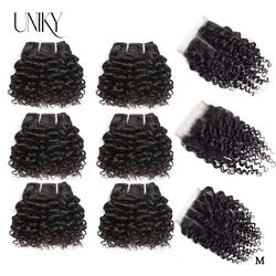 Afro Kinky Curly Bundles With Closure Natural Human Hair Bundles Short Indian Jerry Curl Hair Bundles With 4X4 Lace Closure