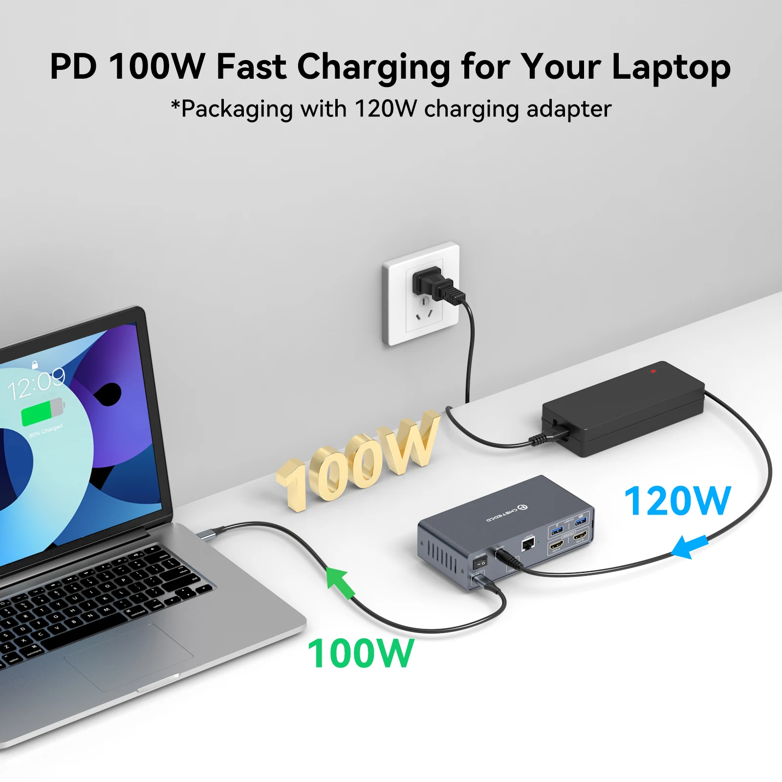 USB C KVM 스위치 도크 2입력 2출력 4K@60Hz HDMI KVM 도킹 스테이션 (2대의 컴퓨터가 2대의 모니터를 공유, PD 100W 지원, 윈도우용)