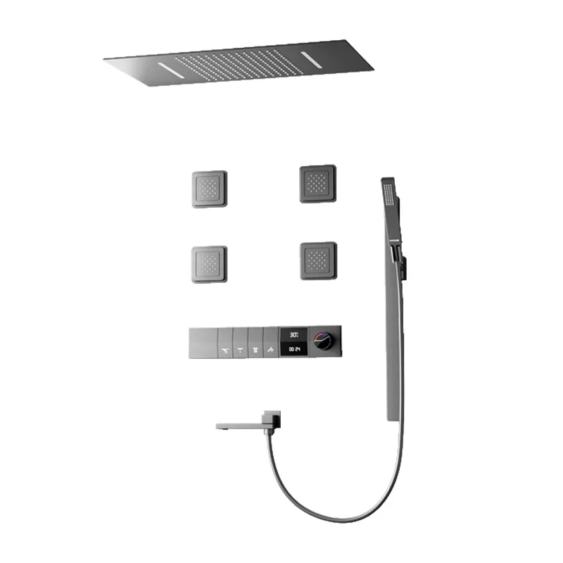 

Canopy, side spray, concealed, shower, all copper, digital display, constant temperature, lift frame,