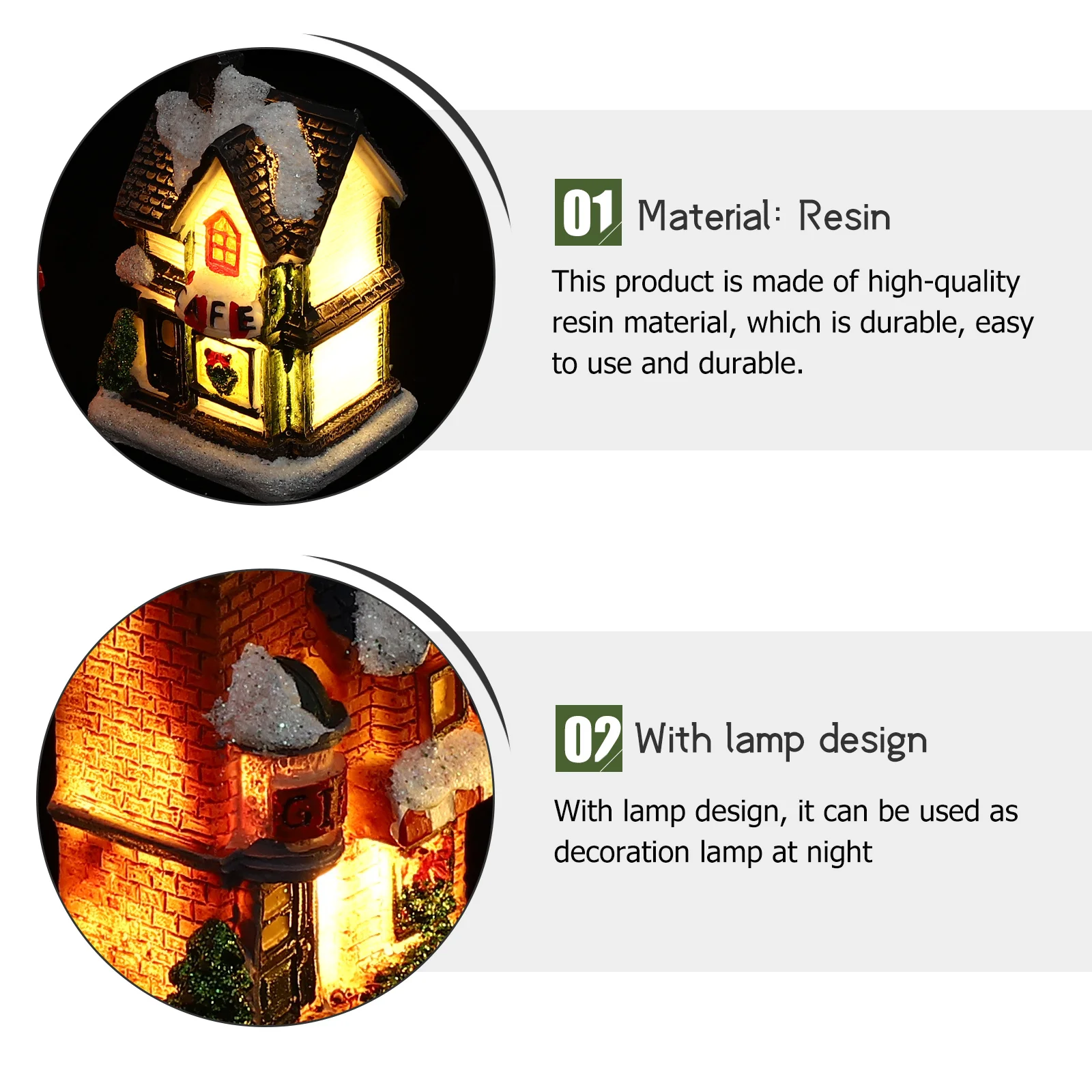 

4Pcs Resin House Figurines Mini Luminous Christmas Decor Beautiful Landscape Design for Holiday Party Desktop Ornament Gift