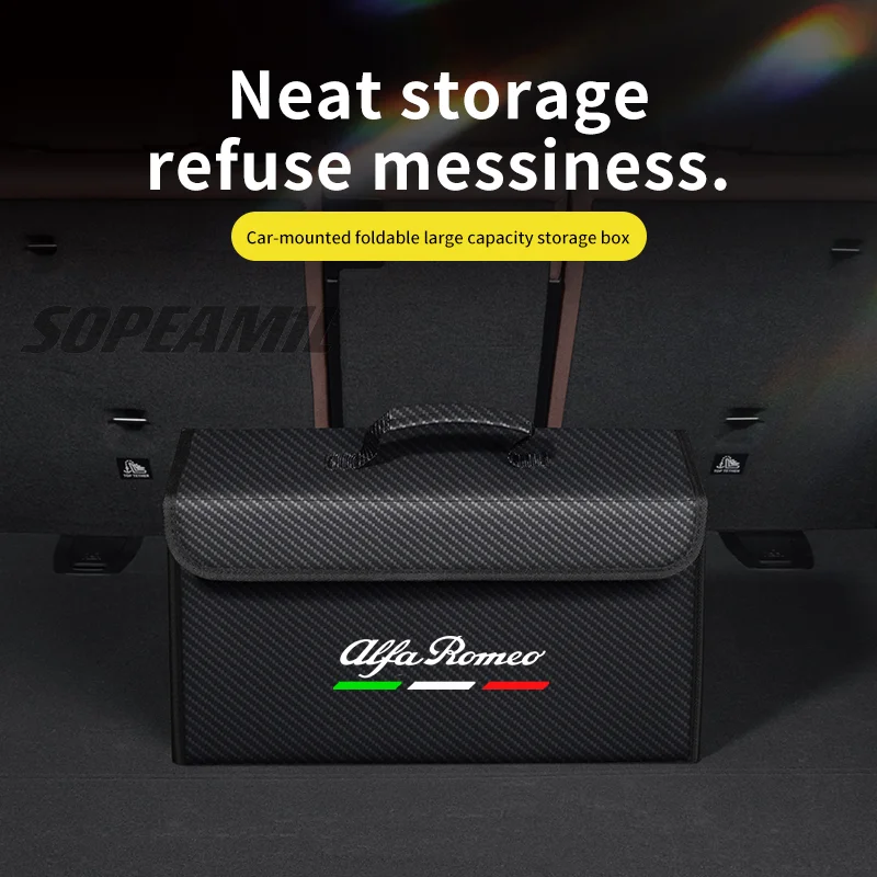 Car Trunk Storage Box Alfa Romeo Giulia Stelvio Tonale 147 156 159 166 Giulietta Gloria Mito Junior Foldable Stowing Tidying Bag