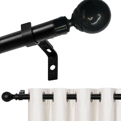 Classics Extendable 32-110 INCH Heavy Duty Shower Curtain Rods for Windows Adjustable Black Metal Curtain Rod Set with Brackets