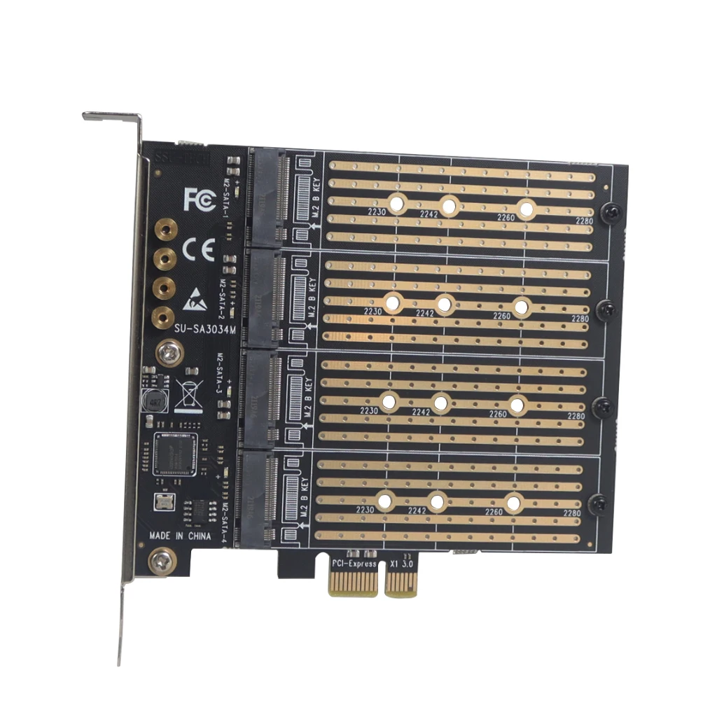 M.2 PCI-E 3.0 X4ความเร็วสูงการ์ด1/2/4 Bay SATA อะแดปเตอร์การ์ดสำหรับ M2 NVME M key B-Key 2230-22110 SSD แปลง
