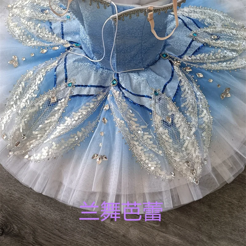 Professional Exclusive Custom Size 12 Layers Kids Girls Women Adult Sparkle Performance Wear Graliant Blue Ballet Tutu Costumes