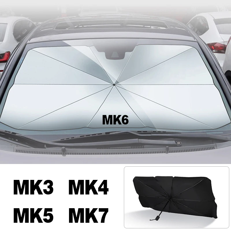 For Volkswagen Golf 7 5 6 MK8 MK7 MK6 MK5 MK3 MK2 Car Logo Foldable Portable Sunshade Windshield Heat Shield
