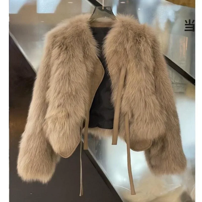 Lightweight Cropped Fox Fur Jacket For Women 2024 Autumn/Winter New Arrival Korean Style Versatile Thickened Top