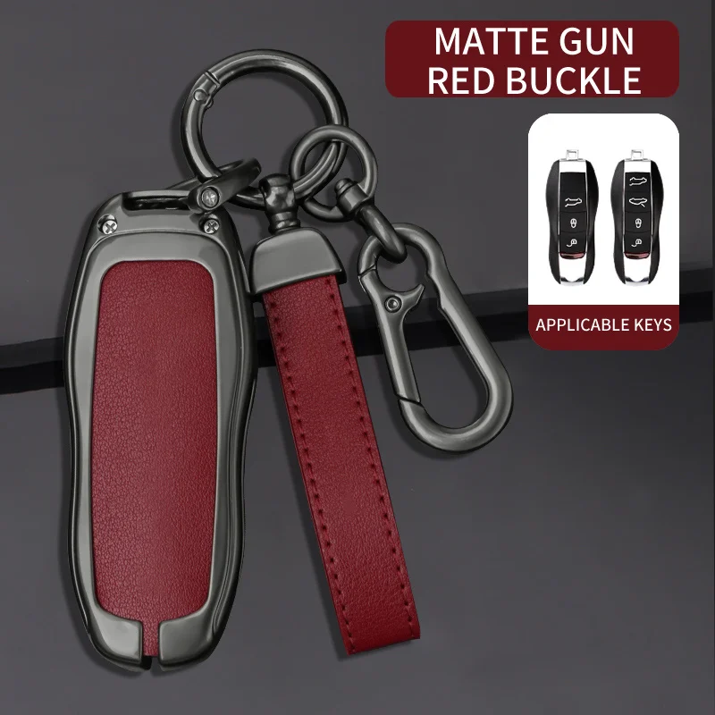 

Alloy Leather Remote Car Key Case Cover For Porsche 718 911 Panamera Cayenne 2017 2018 2019 2020 Porsche Car Keychain Accessory