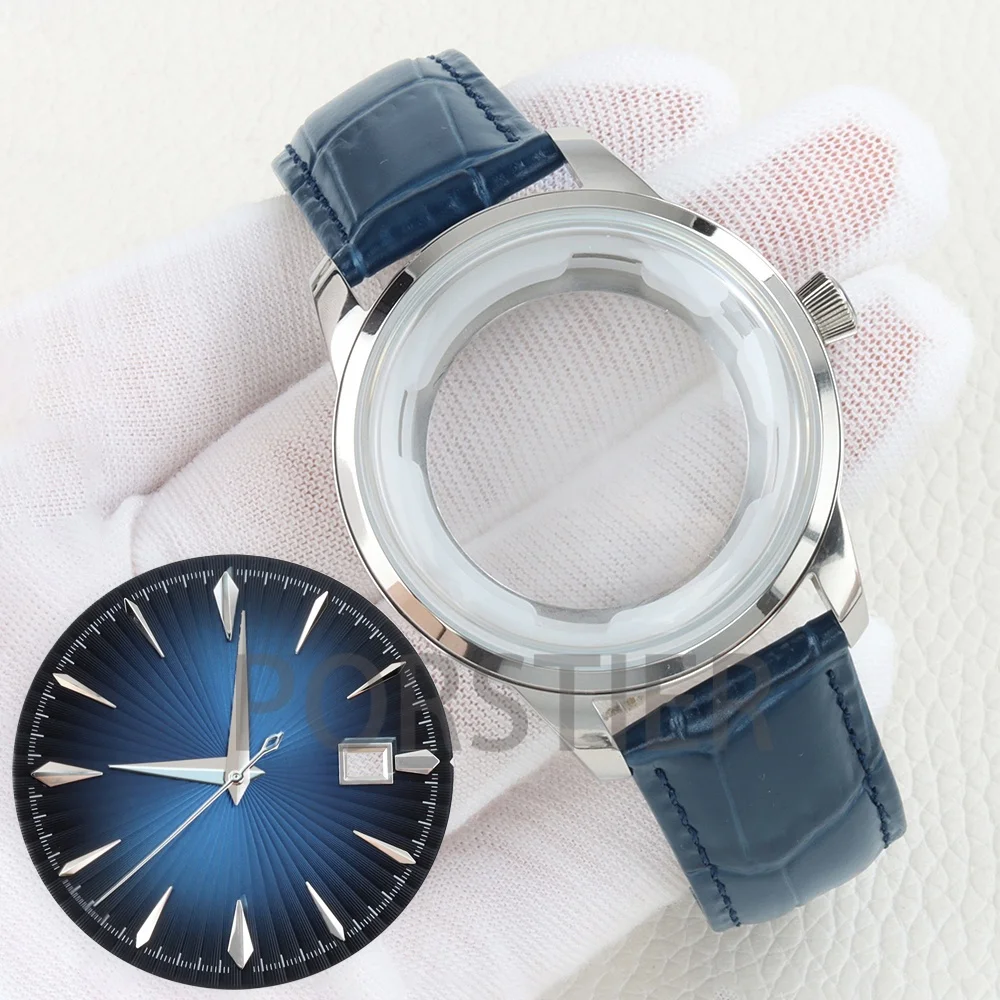 35MM Dial 40MM Stainless Steel Case Men's Parts Fit Cocktail Mod Watch Transparent Backcover For NH35 NH36 Automatic Movement