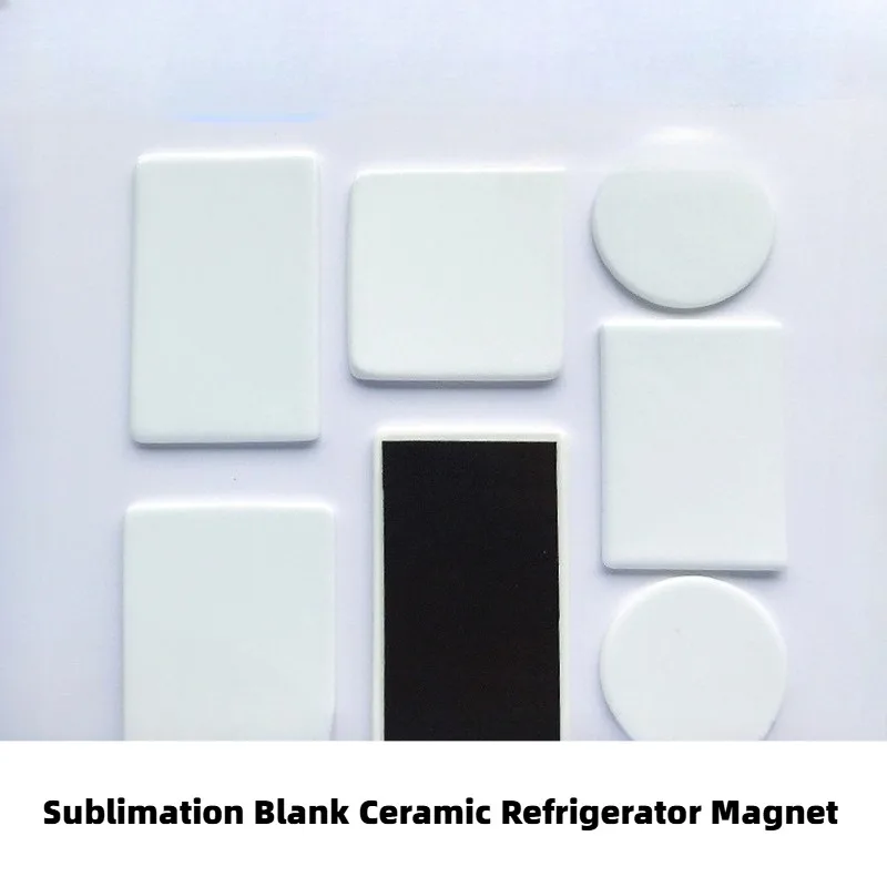 10PCS Sublimate Blank Ceramic Fridge Magnet DIY Heat Transfer Printing Porcelain Plate Pottery Board Circle Rectangle Square
