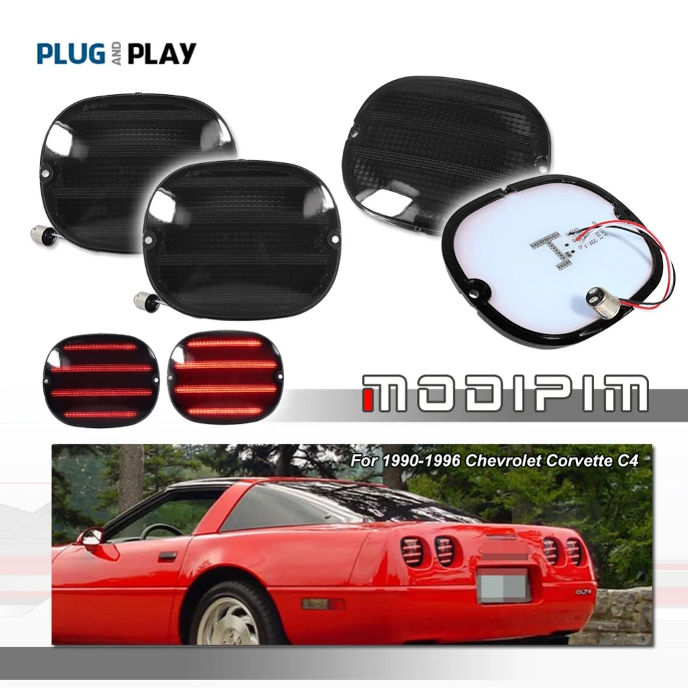 Red LED Car Rear Taillamps For Chevrolet Corvette C4(W/O ZR1) 1991-1996 & C4(W/ZR1) 1990-1995 Tail/Brake Light Turn Signal Light