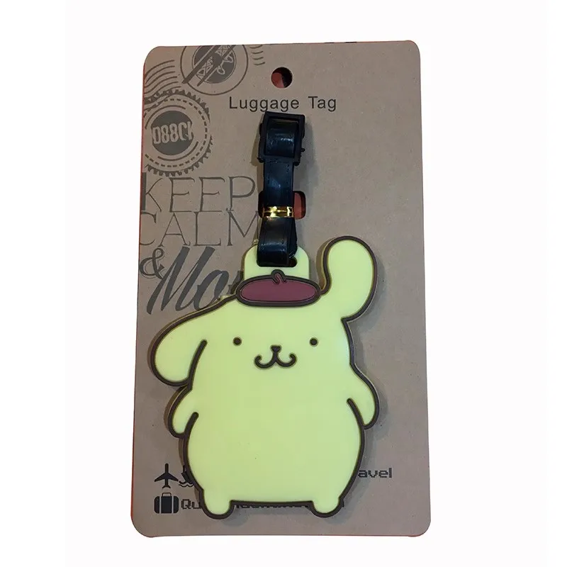 PomPomPurin Pochacco Travel Accessories Luggage Tag Silica Gel Suitcase ID Address Holder Baggage Boarding Tag Portable Label