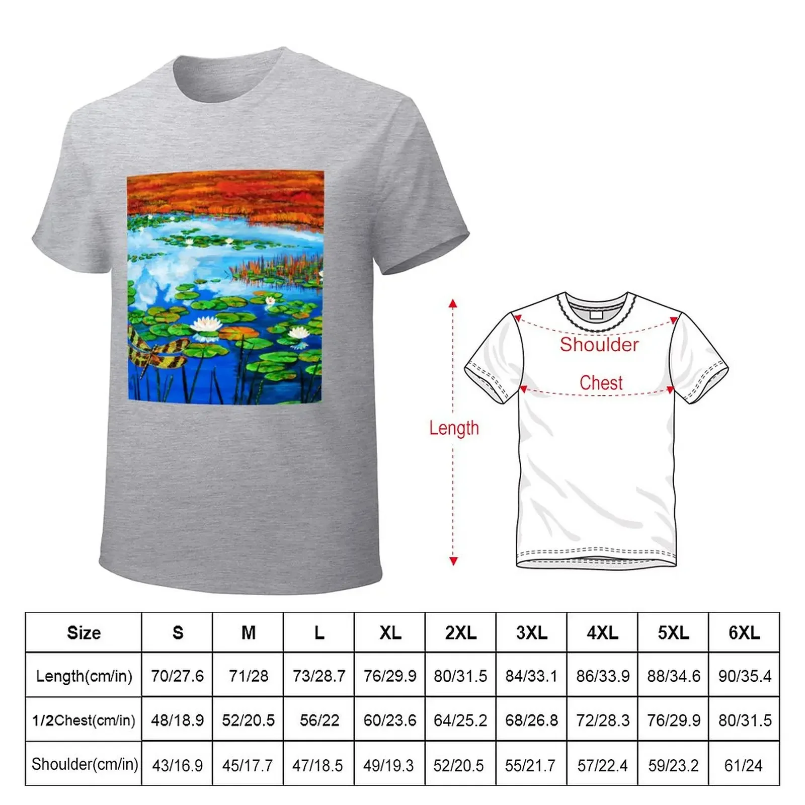 Water Lilies and Dragonfly T-Shirt plus size tops sweat cute clothes sports fans mens clothes