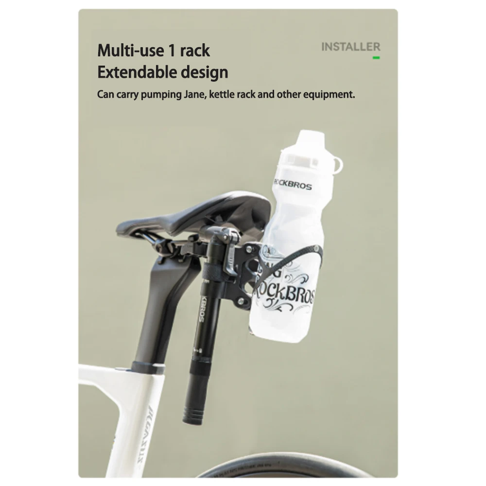 ROCKBROS Fahrrad-Flaschenhalter für den Sattel, Doppelmontage-Adapter, Verlängerungshalterung für Rennrad und MTB – Detail 8