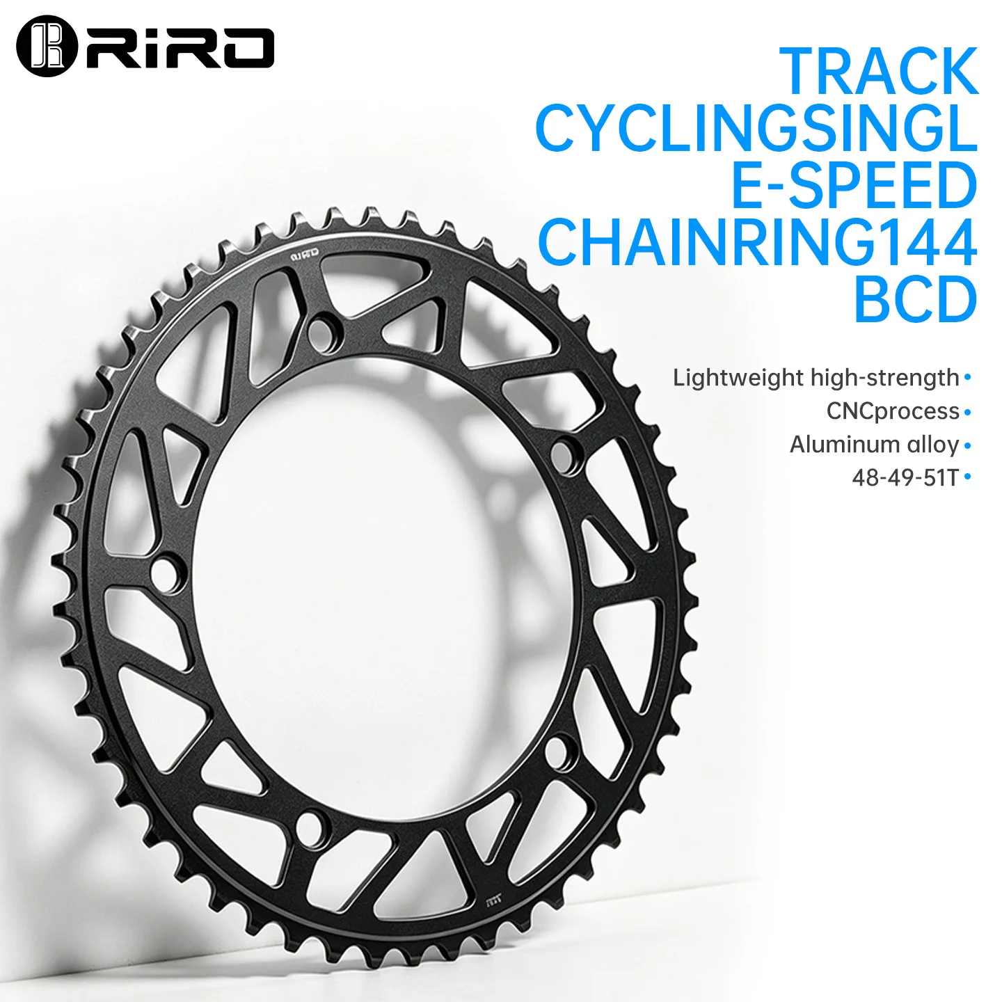 RIRO Aluminum Alloy Crankset 144 BCD Single Chainring CNC Track Bike Fixed Gear Solid Chainwheel 51T for Single Speed
