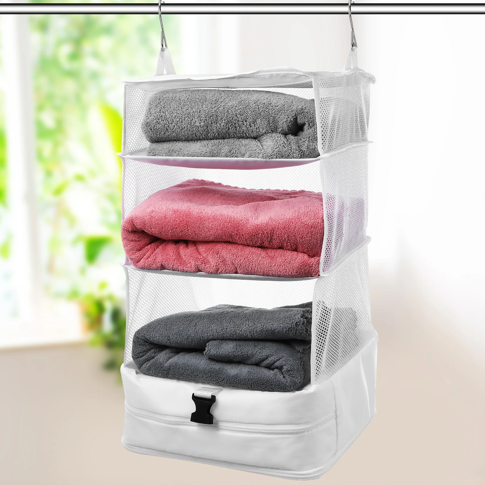 Sundries Storage Bag Travel Clothes Organizer Box Wardrobe Hanging Packing Cube Closet Shelves 420D Oxford Spinning