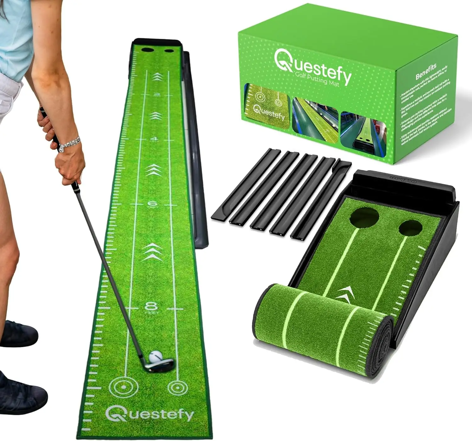 

Indoor Putting Green with Auto Ball Return, Wrinkle-Free Golf Mat, Non-Slip Practice Surface for Home Office