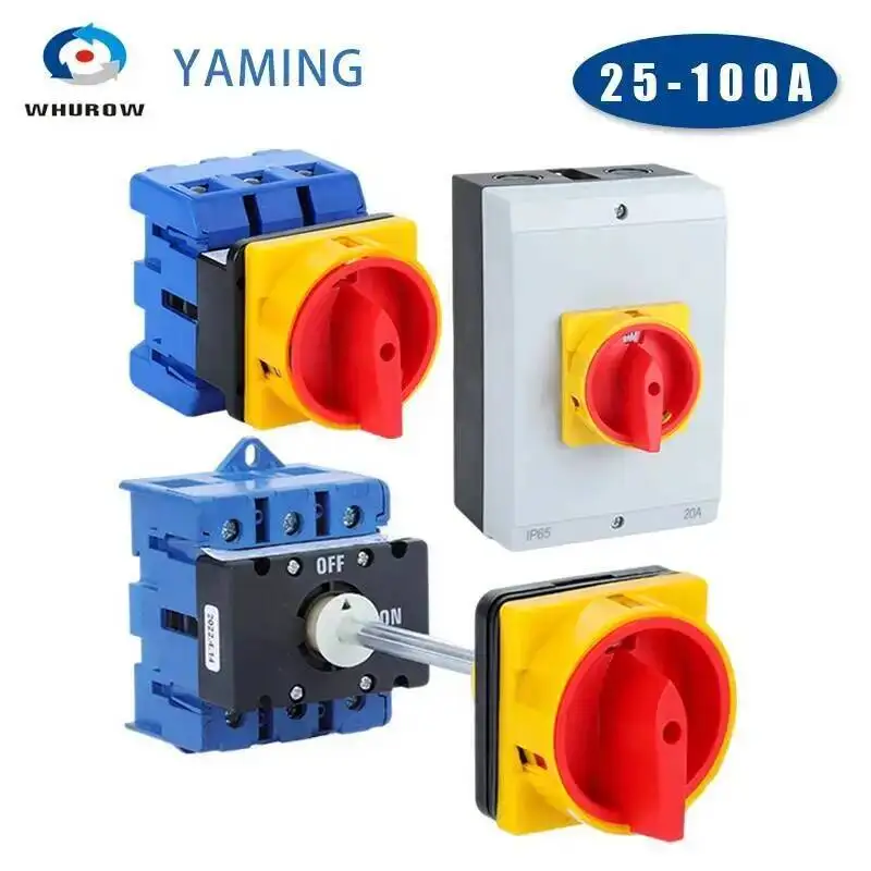 YMD11 Series 25-100A 3P 4P Isolator Switch Silver Contact ON-OFF Rotary Cam Selector Cabinet Control Waterproof Box LW30