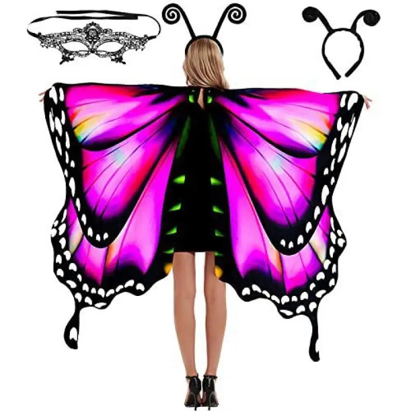 Halloween Butterfly Wings Costume, Performance Costume, Gradient Butterfly Cloak, Cosplay Suit, Fancy Party Cape for Adlut