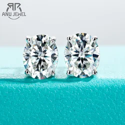 AnuJewel 10K Gold Post 4/2/1ct Oval Cut Moissanite Stud Earrings Anti-allergy Eearrings For Women Jewelry Wholesale