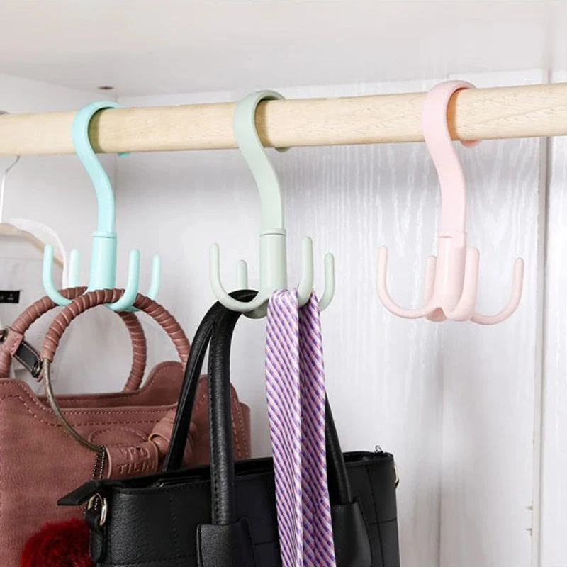 1/2/4Pcs 306° Rotating Hanger Hooks Space Saving Wardrobe Organizer Clothes Rack Bag Shoes Scarf Hanger Closet Hanging Holder