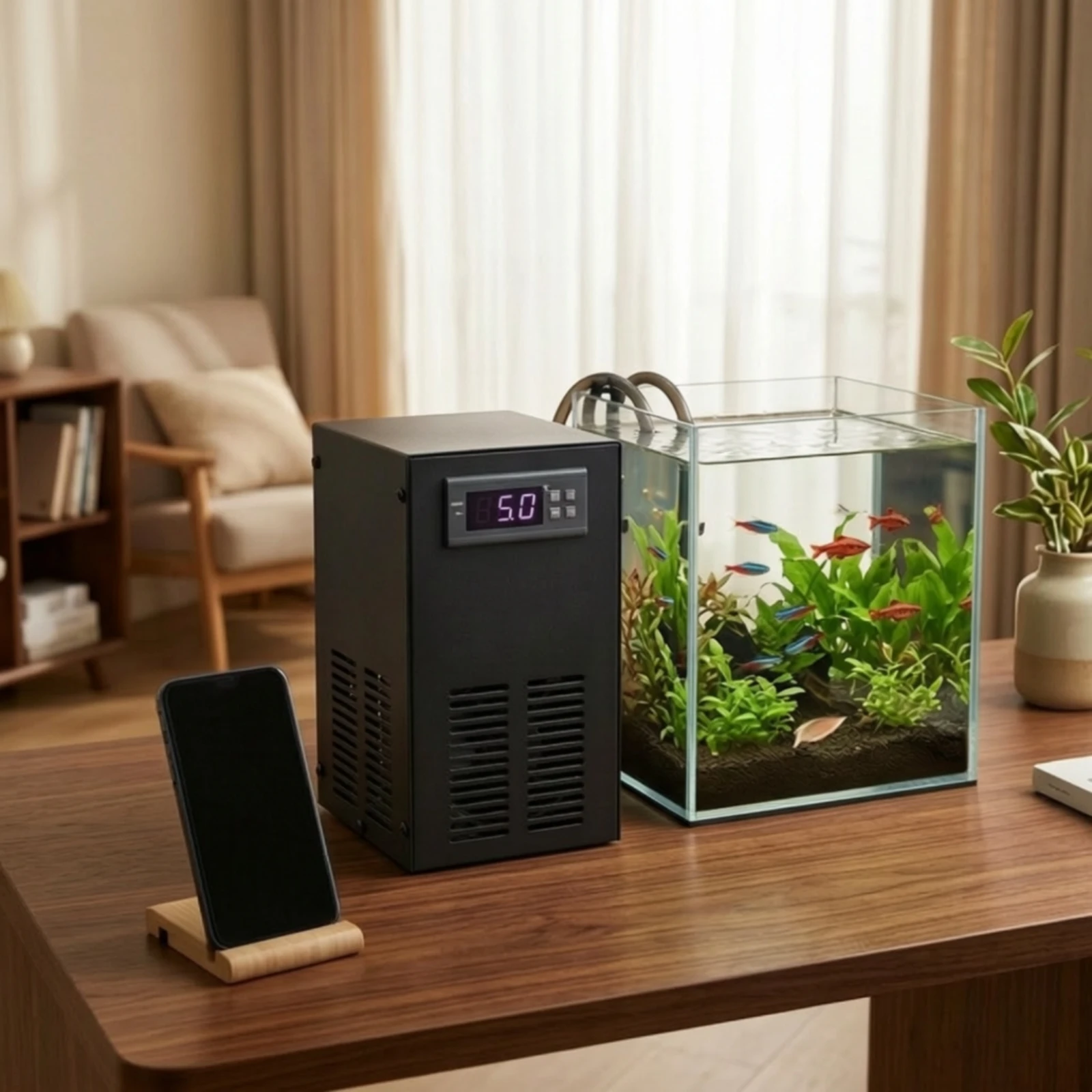 Aquarium Chiller with Pump Digital Aquarium Chiller Aquatic Tank Cooler Plug and Play Temperature Controller Corrosion Resistant