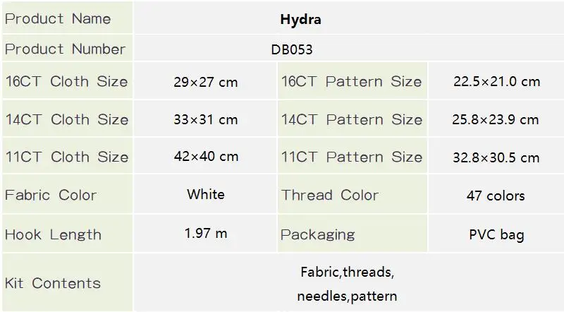 Joy Sunday Cross Stitch Kit Hydra HD Pattern Aida 16CT 14CT 11CT Counted Printed Canva DIY Hand Embroidery Kit Home Decor New