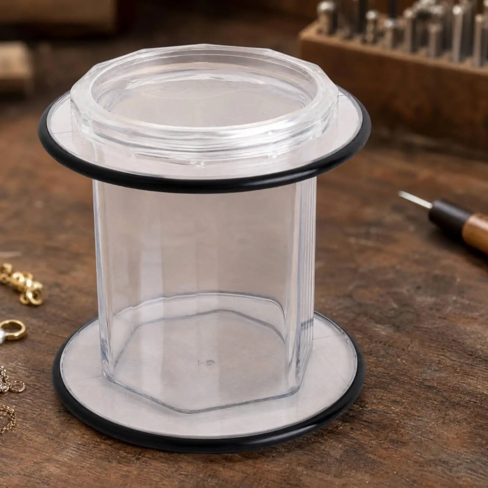 Jewelry Polishing Tumbler Machine for Rings Necklaces with Reverse Rotation Control and Clear Glass Barrel