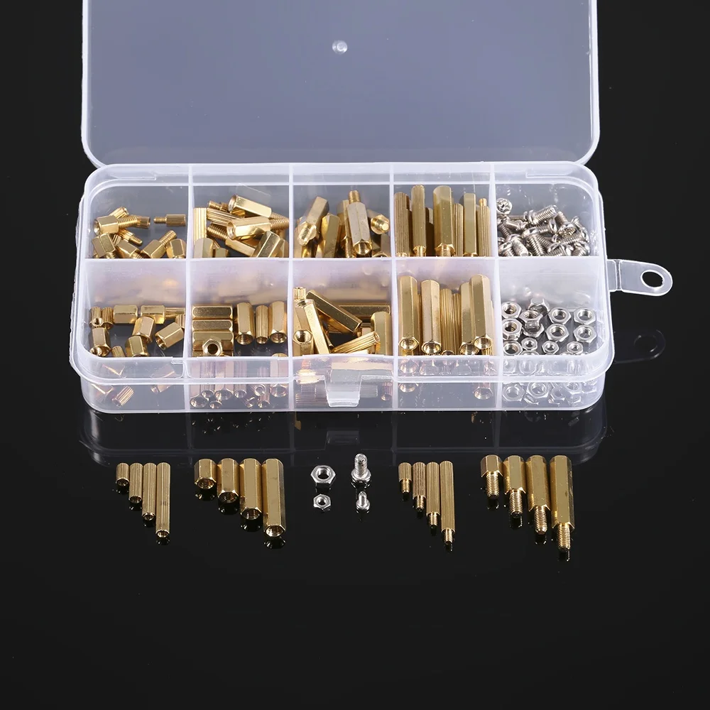 240PCS M2 M3 Screws Threaded Standoffs Male Female Brass Standoff Spacer PCB Board Hex Screws Nuts Assortment Kit Hardware