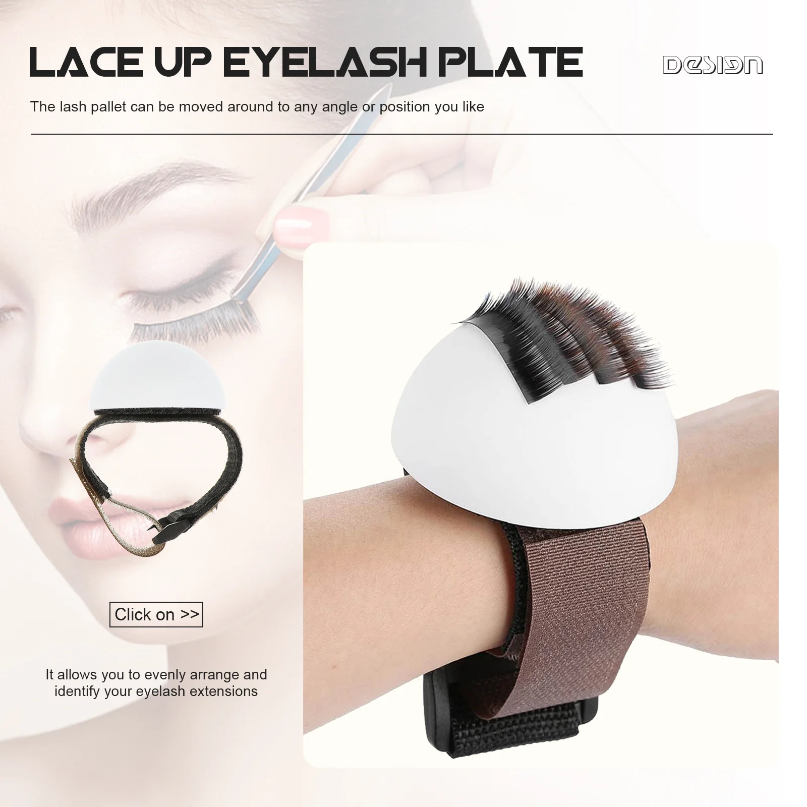 

Lash Extension Pallet with Adjustable Strap Secure Wrist Mount for Quick Eyelash Pickup and Organized Arrangement Portable Tool