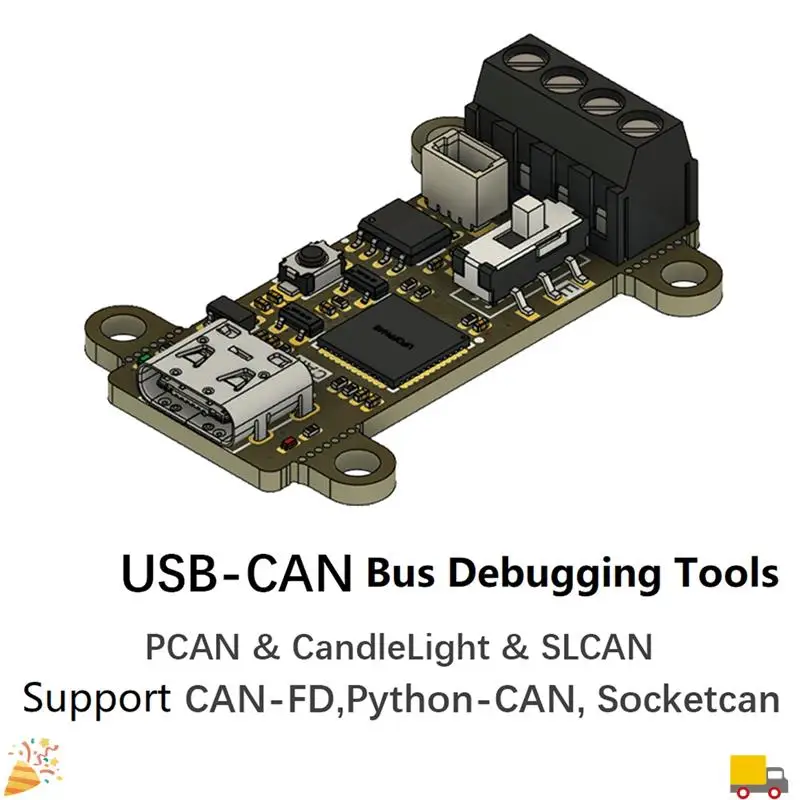 1 قطعة TYPE-C USB إلى CAN وحدة Canable SLCAN مصحح الأخطاء الأسود PCB دعم برنامج الاتصالات Python-CAN