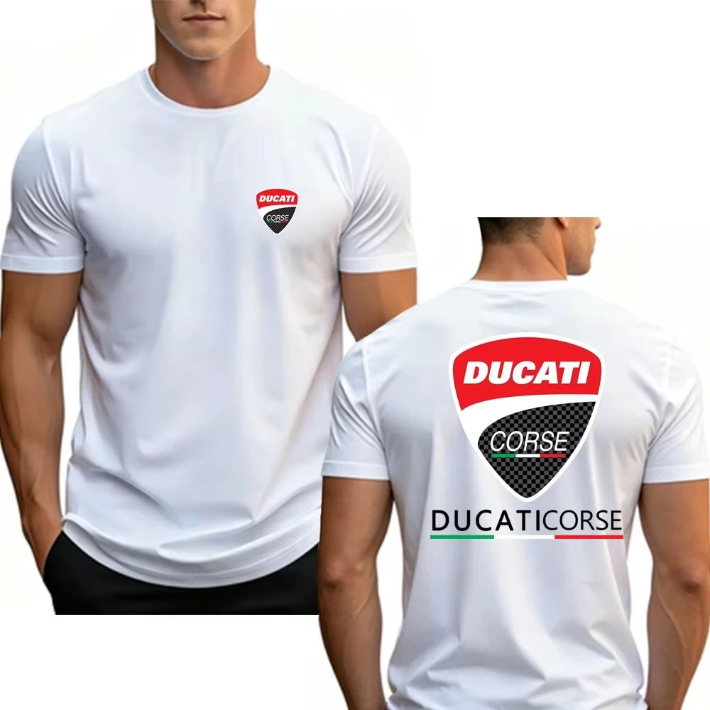 2026 New Men Ducati Corse Racing Men's T-shirt Motorcycle Biker Short Sleeve Tee Breathable Casual Sports Crew Neck Summer Tops