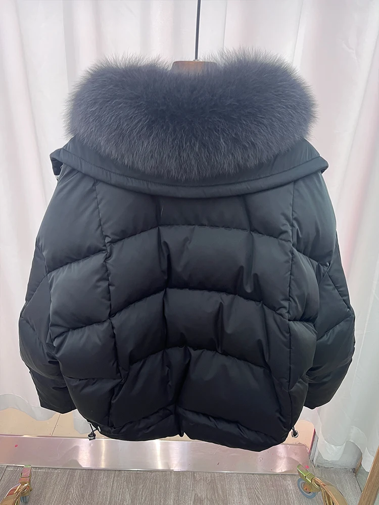 Fashion Winter Women Coats White Goose Down Jacket Real Natural Fox Fur Collar Luxury Streetwear Female coat