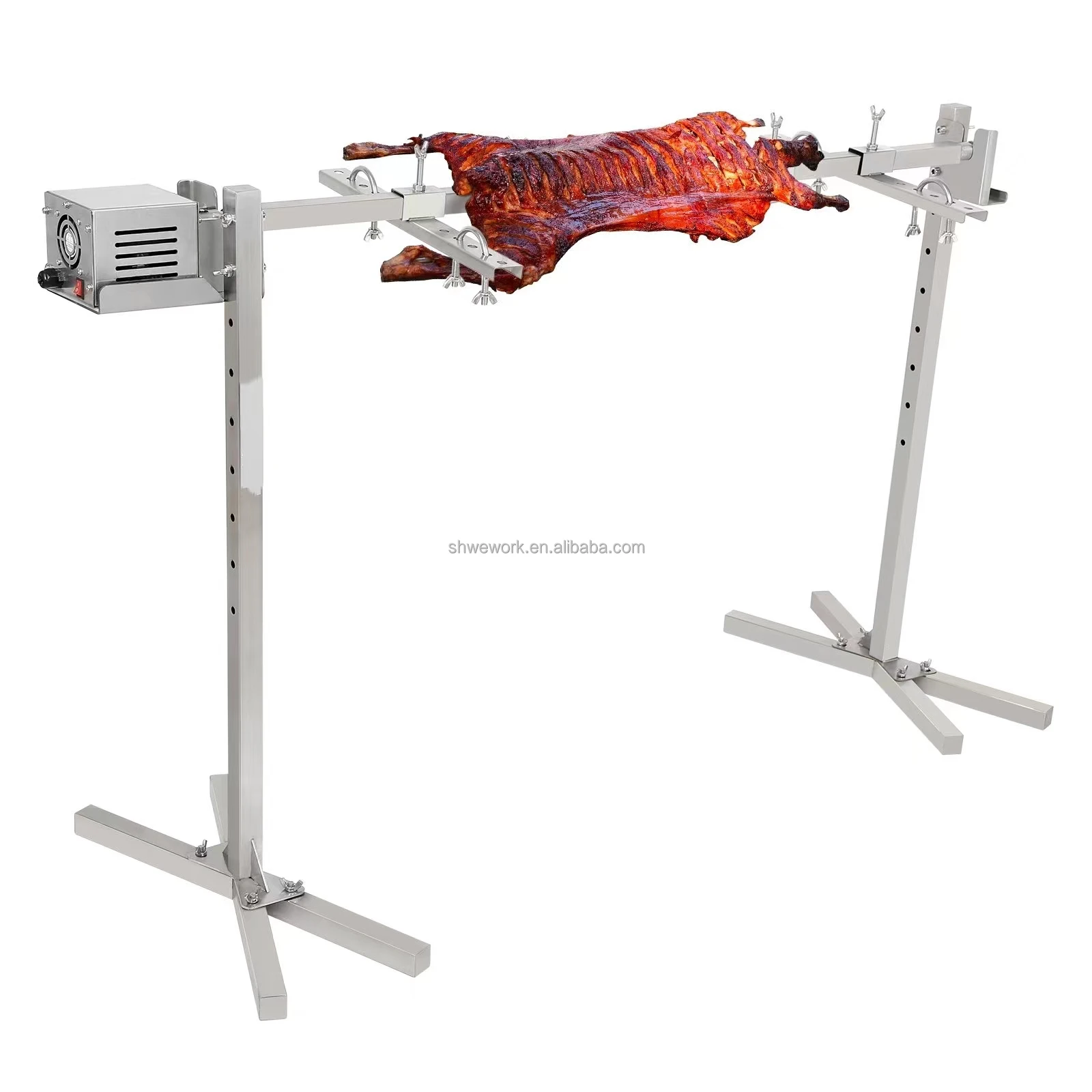 Electric BBQ Rotisserie Grill Kit for Pig Lamb Meat Processing Machine Grilling Kit Automatic Height Adjustable Roaster Stand