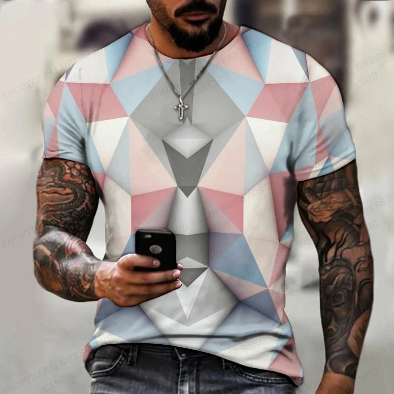 Diamond 3D Printed T-shirt Men Fashion Short Sleeve Tshirt Outdoors Round Neck Tshirt Oversized Tops Tees Stereoscopic Clothing