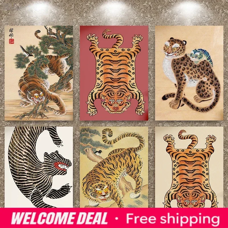 2026  Vintage Abstract Tiger Wild Animal Nature Poster Print Wall Art Pictures Canvas Painting Living Room Bedroom Home Decor