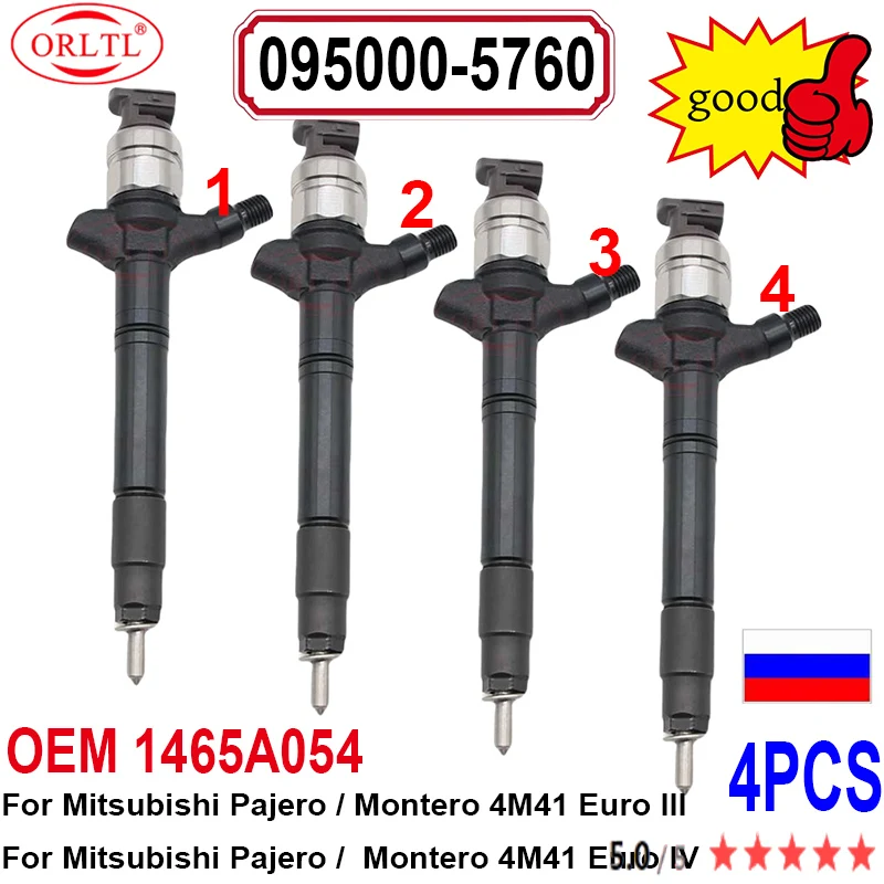 

4PCS 1465A054 095000-5760 Diesel Fuel Injector 095000-5761 Injection Nozzle For Mitsubishi Pajero Montero 4M41 0950005760 5761