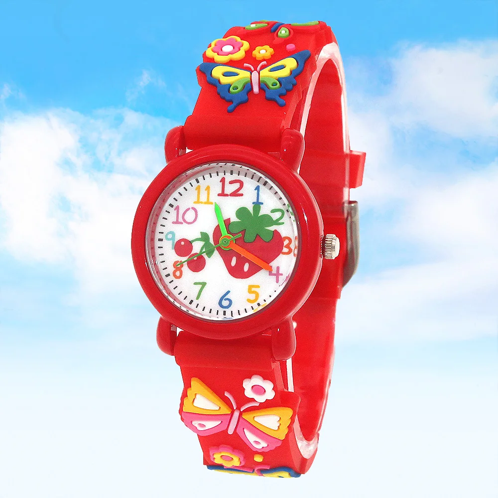 Children's Colorful Dial 3D Quartz Watch with Silicone Strap, Unisex Wristwatch, Christmas Gift for Boys and Girls