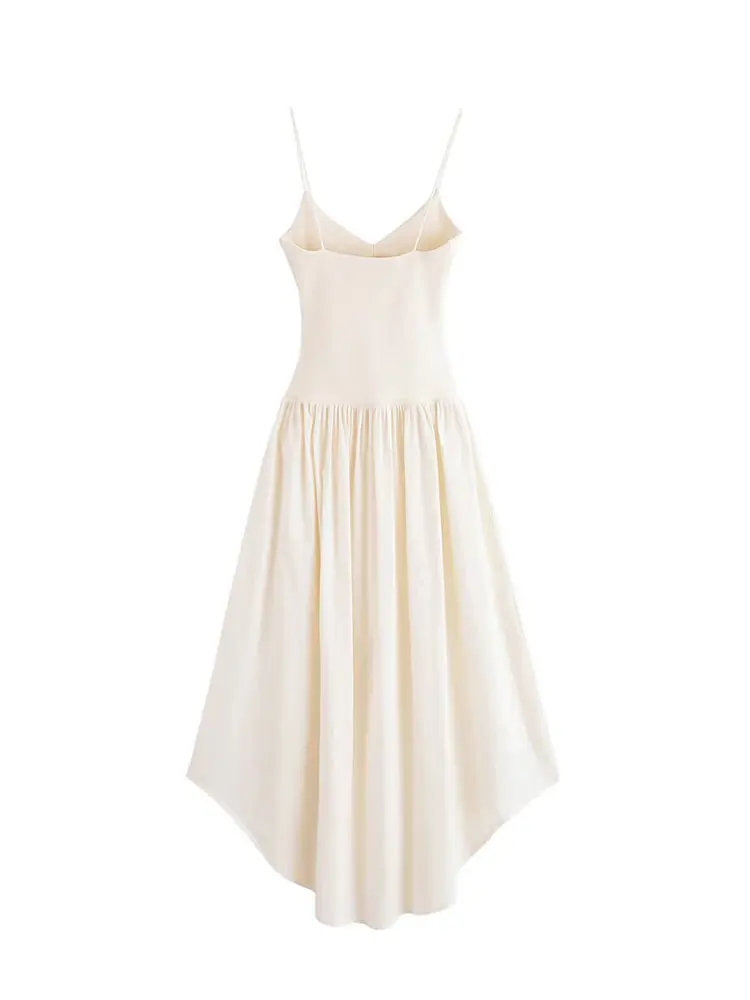 2025 여름 섹시 시크 여성 캐미 드레스 솔리드 슬리브리스 슬링 미디 드레스 신상 패션 드레스