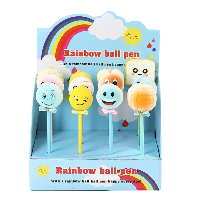 50PCS  Cartoon cute expression package smiling face ballpoint pen creative learning decompression office stationery pen