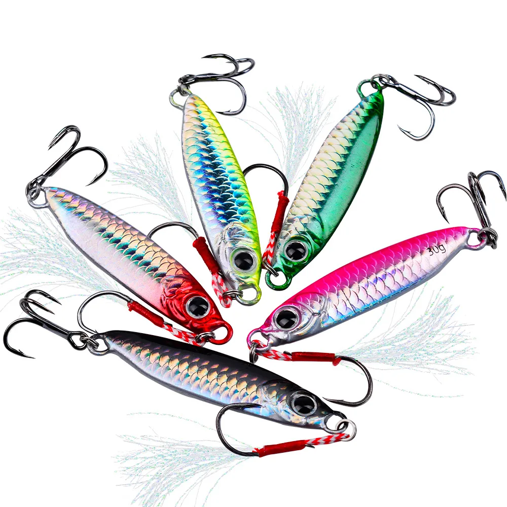 5Pcs Metal Vib Lure Kit Cast Jig Spoon 7/10/15/20/30g Shore Casting Jigging Fish Sea Bass Fishing Lure Artificial Bait Tackle image 3