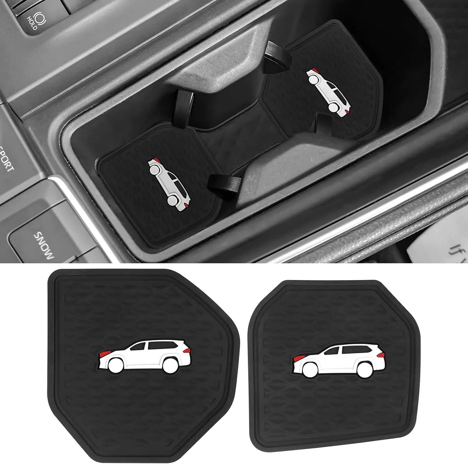 

2PCS Cup Holder Mat for Toyota Grand Highlander 2024 2025 Accessories,Silicone Cup Inserts Interior Mats (White)