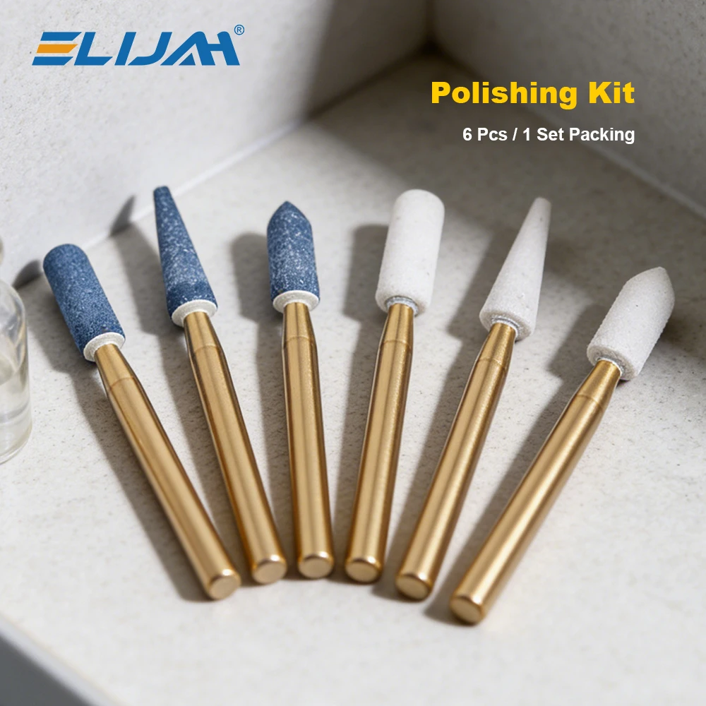 

ELIJAH 6Pcs/Box Dental Zirconia Polishing Kit FG 1.6mm Diamond Content ≥20% for Porcelain & Glass-Ceramics Polishing Dental Tool