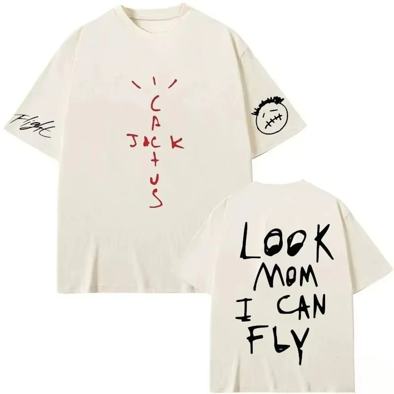 Cactus Jack T Shirt Percent Cotton Men's Clothing Women's Hip Hop Fashion Fans Gift Mom I Can Fly 2026 Summer T Shirt