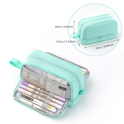 Portable Large School Pencil Case Pen Pouch Zipper Pencil Bags 3 Compartment for Teenager Stationery Organizer Office Supplies