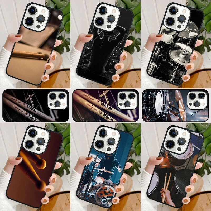 Drum Rock Drummer Musician Drumsticks Phone Case For iPhone 16 15 SE2020 14 Max 6 7 8 Plus 11 12 13 Pro Max Mini Phone Cover